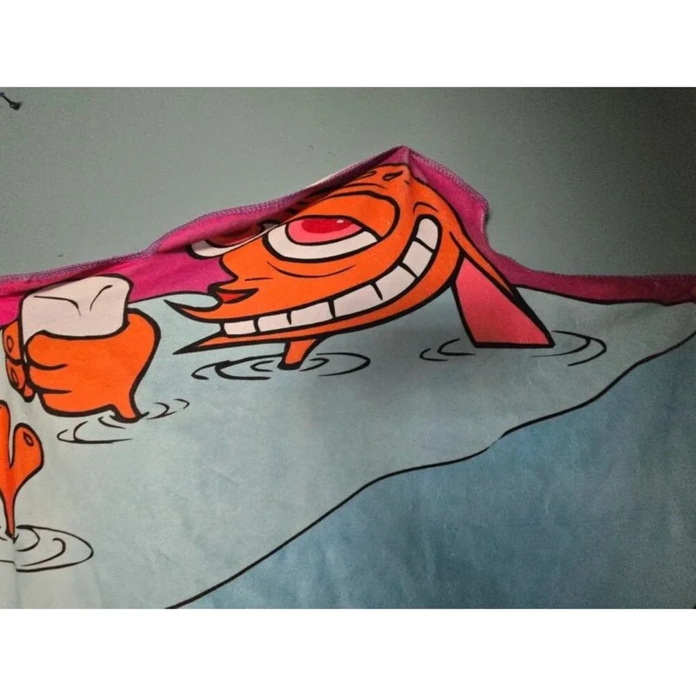 Ren and Stimpy Fleece towel Nick Box 90s Vintage Cartoon CultureFly NWT